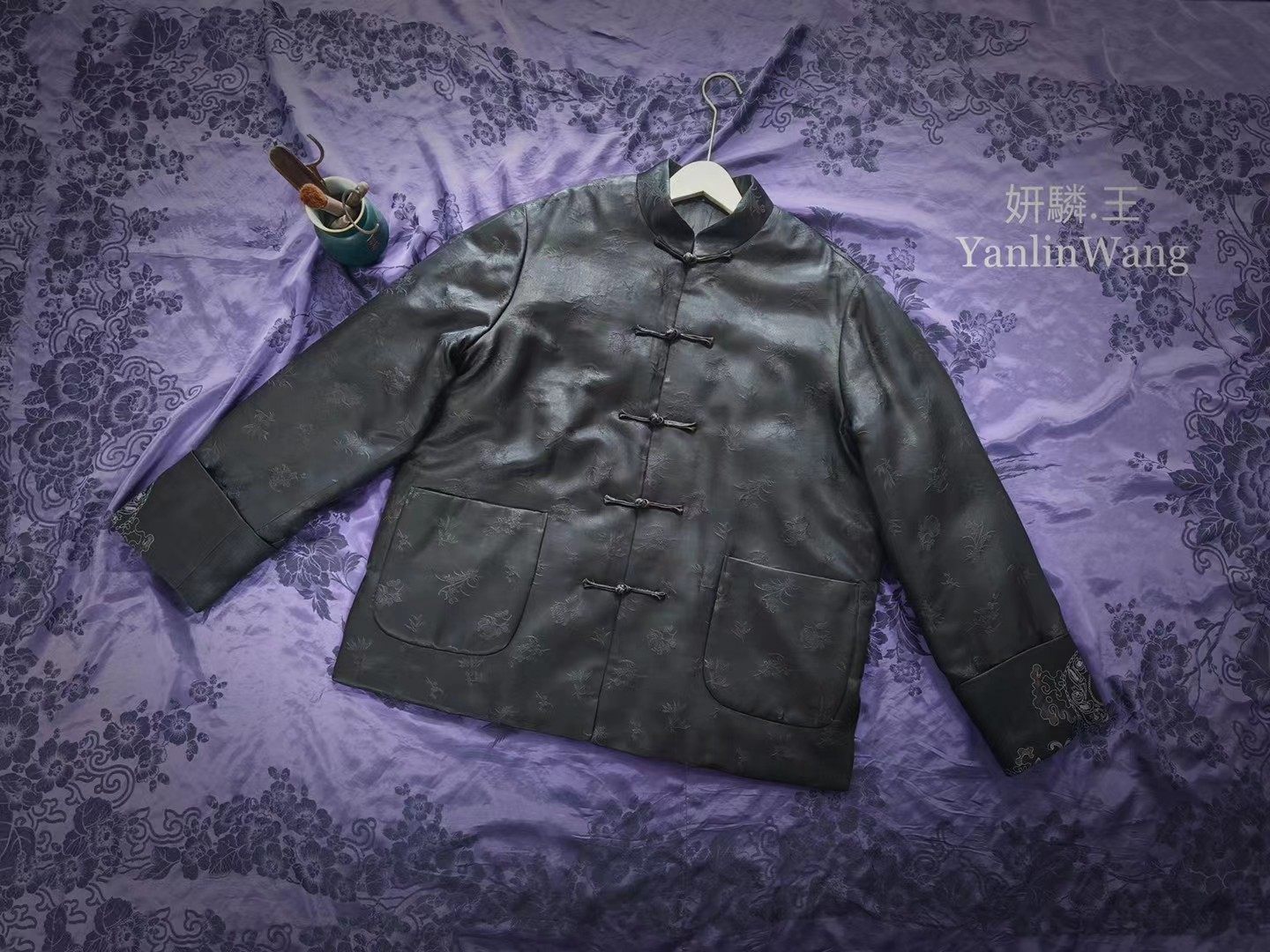 妍驎王原创设计男士新中式香云纱精致手绘棉袄  男士唐装棉服棉袄,男装,唐装,淘宝优惠券,粉丝福利购,淘宝优惠卷
