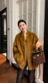 金叶貂环保皮草女2025冬季 高级感仿水貂毛皮毛一体毛外套v领大衣