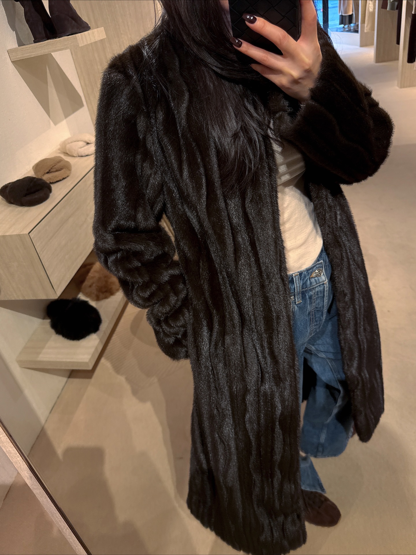 韩系贵气仿水貂皮草大衣女过膝长款宽松腰带加厚保暖毛毛外套冬季