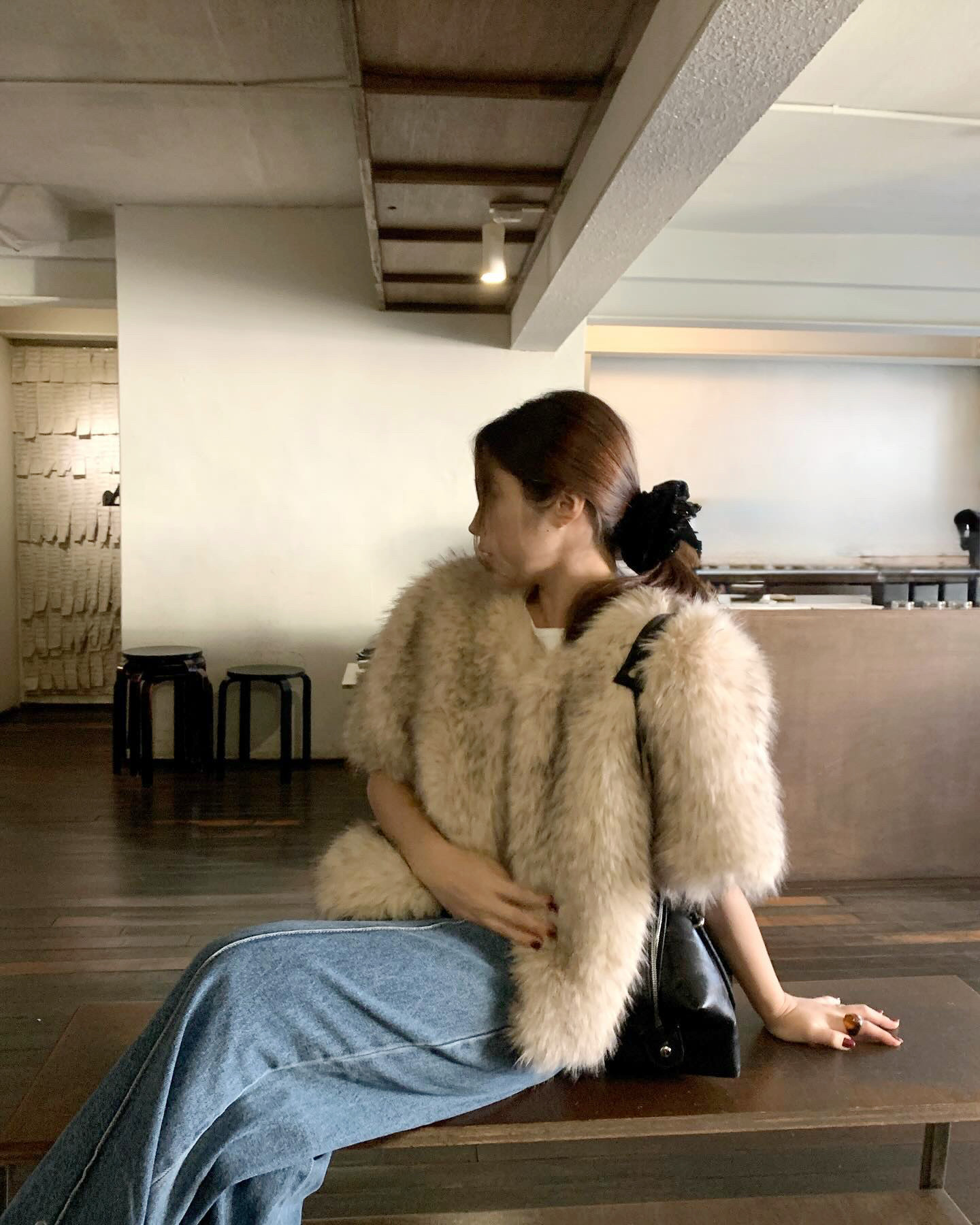 沪上千金 氛围感短袖皮草马甲环保毛毛背心短加厚保暖仿貉子毛女