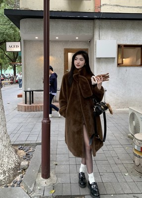 美拉德毛厚外套环保水貂皮毛一体