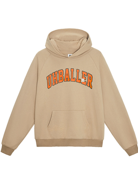 UH 22FW Baller沙色美式大胸围落肩纯棉宽松休闲运动篮球套头帽衫