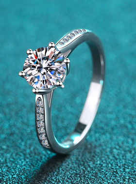 s925银镀PT950铂金女戒莫桑石镀18K金指环高端时尚轻奢风饰品礼物