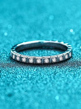 s925银镀18K金戒指女半圈莫桑石尾戒镀pt950铂金介子个性小众饰品