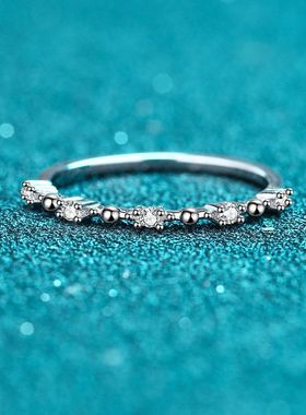 s925纯银镀pt950铂金戒子女莫桑钻戒指排戒结婚戒大气饰品镀18K金