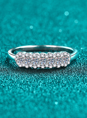 s925银镀18K金莫桑石戒指简约女戒轻奢高级感镀PT950 铂金百搭款