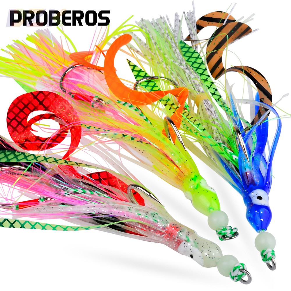 章鱼串钩铁板双钩 海钓船钓慢摇夜光鱿鱼钩 17cm鳕鱼海鲈路亚假.2