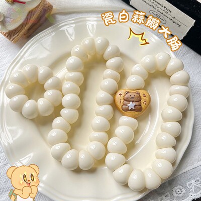 瓷白蒜瓣白玉菩提根猪大肠手串女文玩绕指柔菩提子盘玩佛珠手链.7