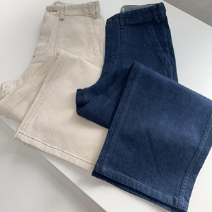 有弹力舒适感觉休闲长裤 日单女款 休闲裤 直筒裤 纯棉牛仔裤