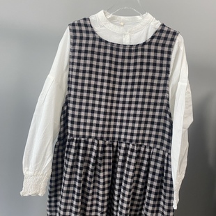 兔子家日系女款格子背心裙叠穿纯棉宽松裙子连衣裙休闲裙