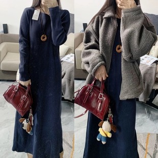 一直在等！2026春季日单新品长款连衣裙针织裙子叠穿打穿异型领