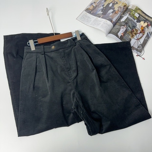 百搭舒适阔腿裤 女士宽松直筒灯芯绒休闲裤 新款 日单外贸春季