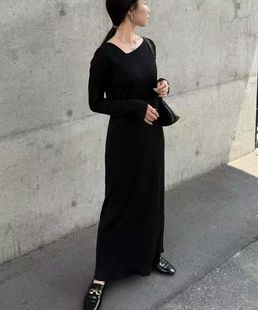 一直在等！2026春季日单新品长款连衣裙针织裙子叠穿打穿异型领