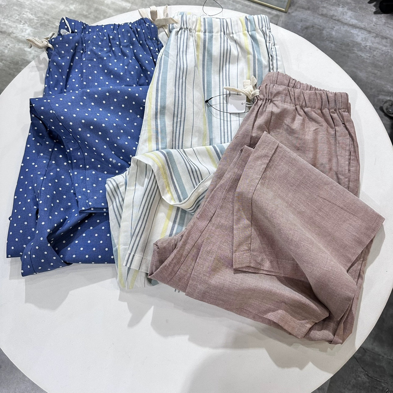 原D日系女款纯棉长裤休闲裤家居裤叠穿裤子薄棉口袋松紧腰方便裤