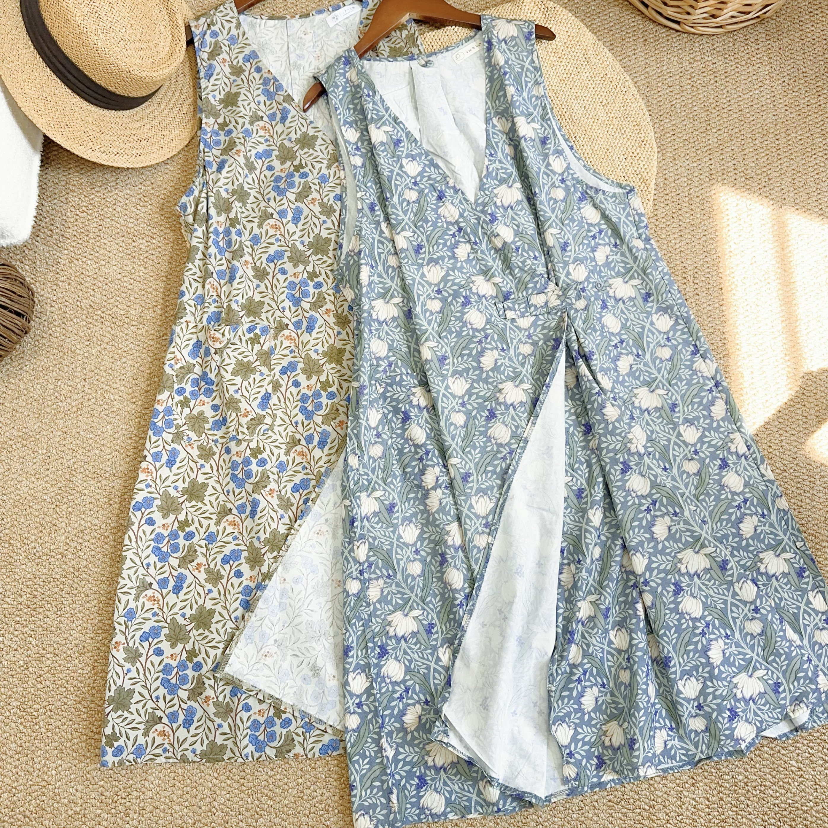 2025日蛋印花纯棉围裙罩衣防污宽松版围裙