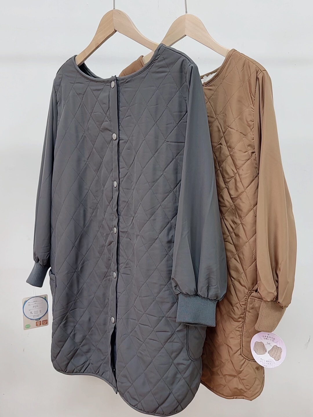 日单冬季韩版新款加绒保暖罩衣前后两穿遮肉棉服外套防风