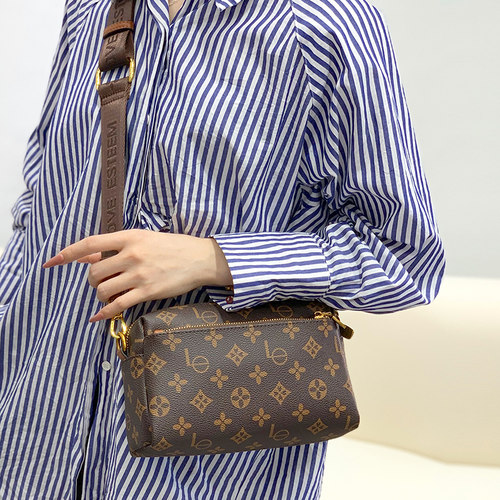 路易Le真皮老花单肩斜挎包女2025新款手机包生日礼物女士妈妈包