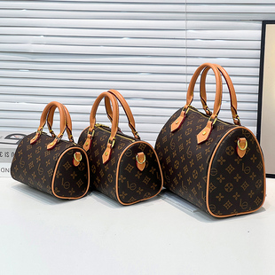 品牌真皮包包波士顿枕头包老花斜挎包2025新款时尚百搭单肩包包女