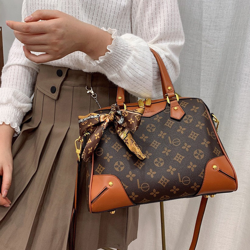 路易Le高级感老花真皮女包大容量托特包包2025新款气质妈妈斜挎包