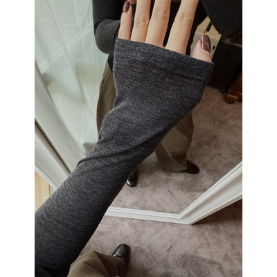MOERSHOP 淡人cozy 100羊毛基础V领灰色打底衫修身内搭薄款毛衣女
