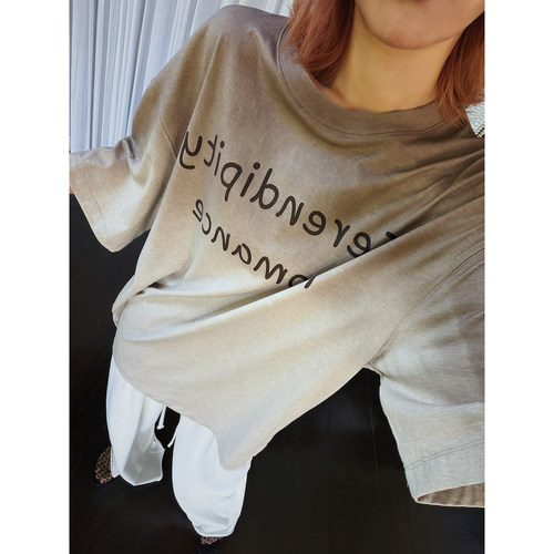 MOERSHOP“浪漫的奇妙缘分”重工摩卡渐变拿铁美式复古字母短袖T