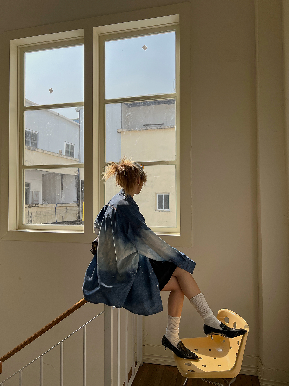 私服定制蓝色泼墨天空男友衬衫