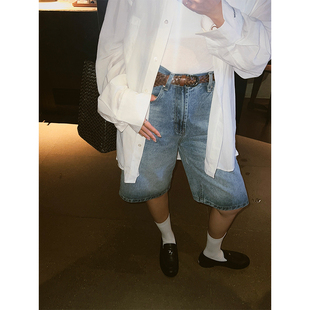 简约牛仔五分裤 单宁通勤微拽版 美式 复古中裤 MOERSHOP 五分裤 经典