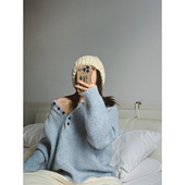 MOERSHOP 温度保障 温暖系列52%羊驼亨利领宽松奶芙毛衣