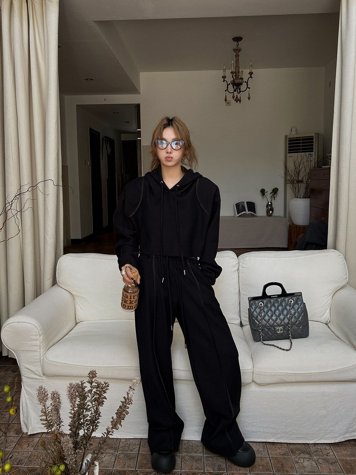 MOERSHOP Chill outfit 秋季粗斜纹连帽卫衣高腰运动休闲裤套装女,女装/女士精品,时尚套装,淘宝优惠券,粉丝福利购,淘宝优惠卷