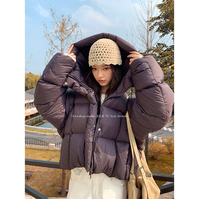 MOERSHO 冬日比例派 90白鸭绒连帽短款羽绒服女冬季休闲保暖外套,女装/女士精品,羽绒服,淘宝优惠券,粉丝福利购,淘宝优惠卷