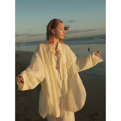 MOERSHOP  “夏天我可离不开”天丝亚麻防晒大衬衫宽松休闲衬衣女