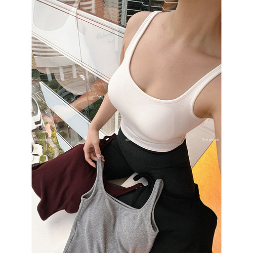 MOERSHOP 冬版好身材 磨毛保暖一体小背心女秋冬季内搭内衣美背