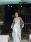 MOERSHOP 显瘦长裙 无袖 时髦具象化 白色叠穿网背心裙女2024夏季