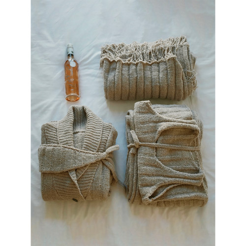 MOERSHOP  Soft Home 家居系列暖肤宽坑条家居服五件套