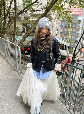 MOERSHOP 不羁时代 新中式重工刺绣皮衣外套女秋冬设计感小众外套