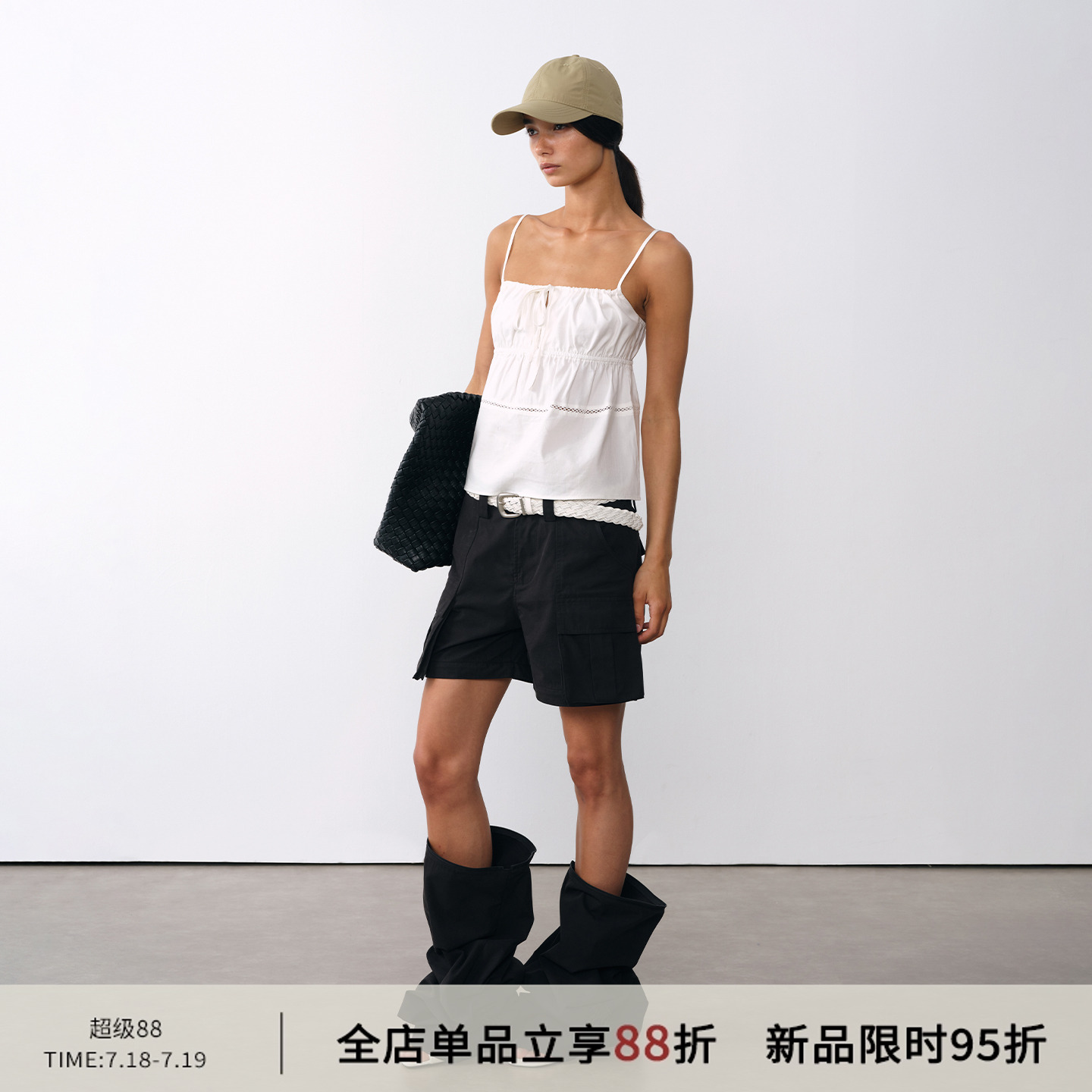 SMIIILE天丝亚麻蕾丝拼接背心女