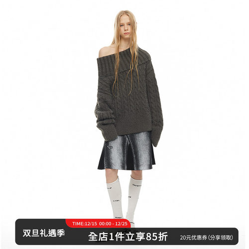 SMIIILE多种穿法宽松一字肩毛衣