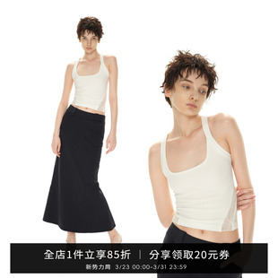 SMIIILE高级感弹力螺纹蕾丝拼接修身 工字吊带背心女夏外穿内搭