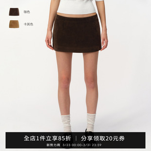 裙 显瘦防走光裤 SMIIILE仿麂皮挺阔短款 低腰直筒a字半身裙女修身