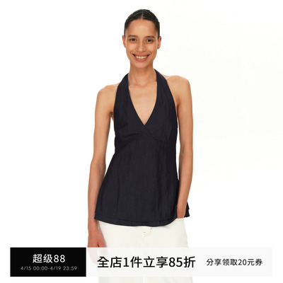 SMIIILE低领绑带露背挂脖上衣