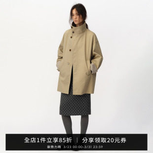 SMIIILE复古不对称斜襟立领风衣外套女秋高级感宽松挺括防风外套