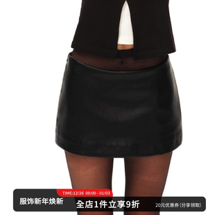 低腰包臀气质a字短裙裙裤 SMIIILE黑色PU皮裙半身裙女冬季 新款