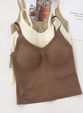 711修身吊带BRA女士春夏无痕抹胸裹胸性感法式美背显瘦带胸垫背心