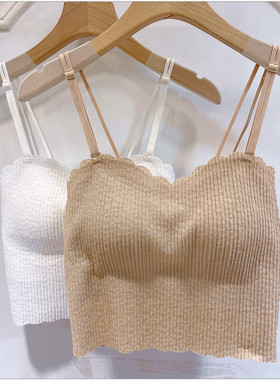 古妃46903美背内衣吊带网红背心女内搭打底衫外穿带胸垫乳胶抹胸