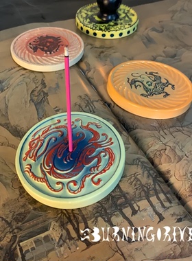 Burning River陶瓷香插原创手绘香盘香托家用线香器皿设计师杯托