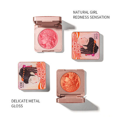 【厂家】跨境热卖爆款CDE腮红少女国潮风高定眼影带细闪国风浮雕