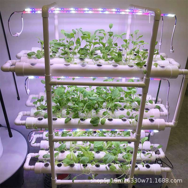 无土栽培水培3层12管108孔带灯LED植物生长补光灯种植机