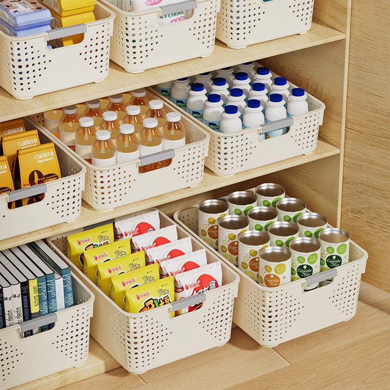 零食杂物收纳筐玩具整理筐家用塑料储物盒厨房橱柜篮子桌面置物箱