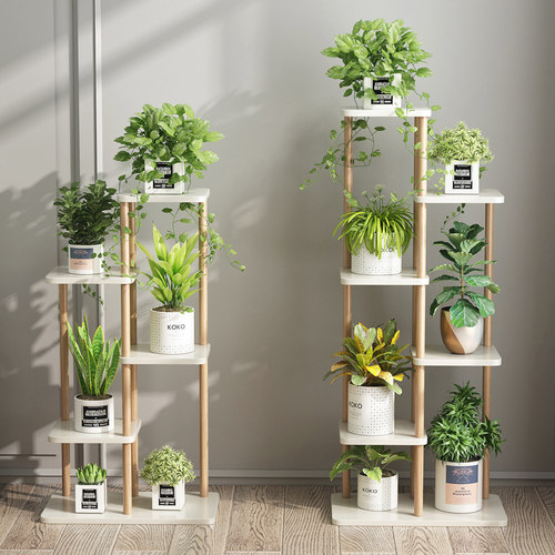 楠竹花架子实木多层室内落地简约