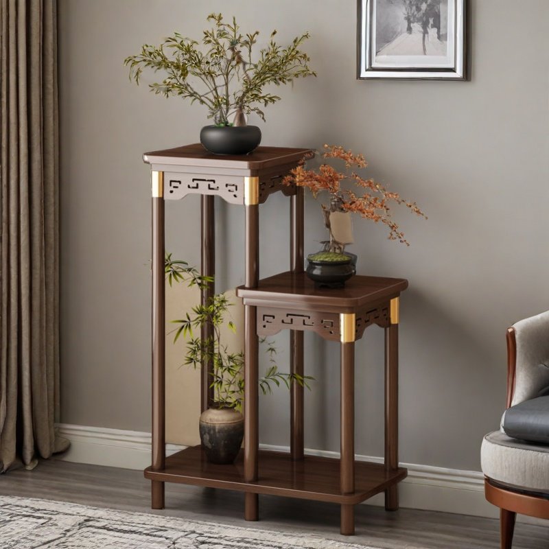 沙发边几实木双层小茶几中式边桌简约现代北欧客厅角几小桌子花架